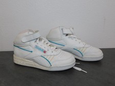 VTG 80s Retro Womens White Blue Reebok High Top Aerobic 4100 ERS Sneakers Sz 5.5