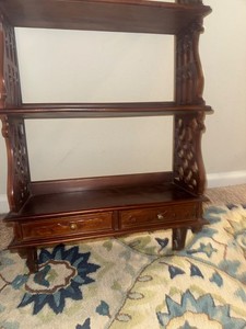 chinese chippendale mahogany two -drawer hanging wall shelf 