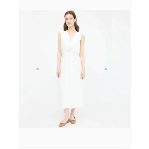 The Row White Poplin Knotted Sleeveless Midi Dress Sz 8