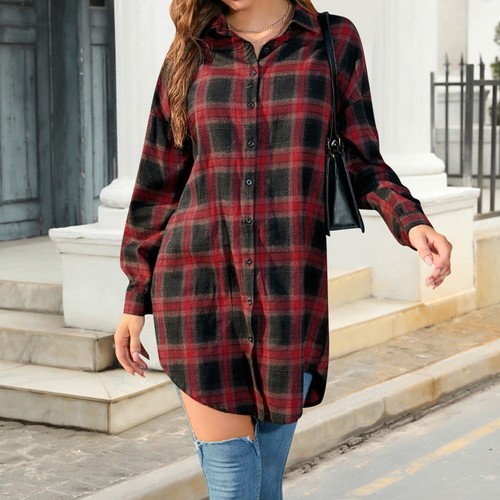 Vintage Plaid Shirt Jacket for Women Perfect for Shopping and Gatherings - Picture 17 of 96