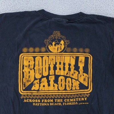 Vintage 80s Boot Hill Saloon T-Shirt BOXY Medium Daytona Beach Florida Biker Bar