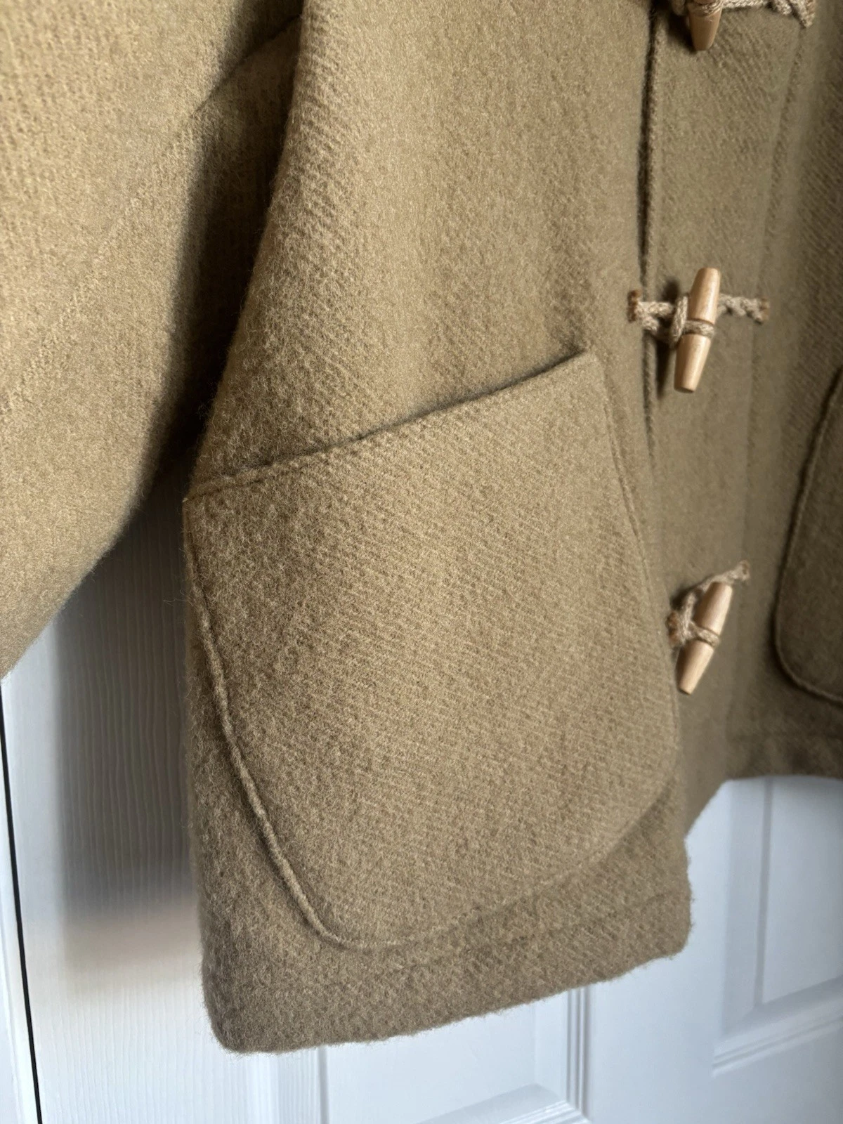 HebTroCo Chopped Duffle Coat Camel English Wool Toggle Short Field Coat L - product detail image 6