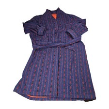 Mens Vintage 50s 60s Blue Red Striped Shawl Collar Robe Pajamas Loungewear L