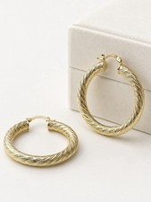 Runde klobige Creolen Creolen 9 kt Gelbgold g...