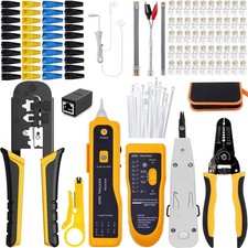 LEATBUY Crimper Set RJ45 Crimp Tool Kit CAT5 CAT6 Crimping Tool LAN Ethernet Str