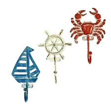 Cast Iron Decorative Wall Hooks Coats Aprons Hats Towels Hooks Beach Ocean Th...
