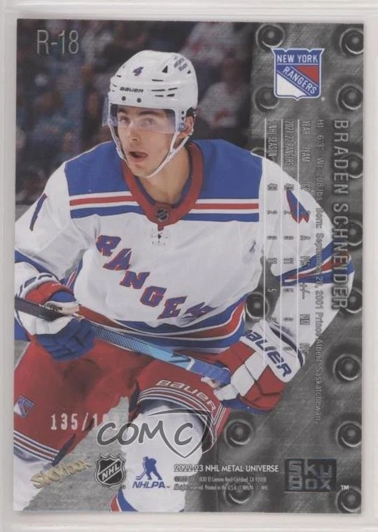 2022-23 Skybox Metal Universe Purple Spectrum FX /199 Braden Schneider #R-18 RC - Image 2 of 2