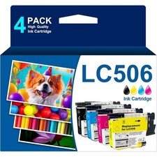 LC506 Pigment Ink Cartridges 4-Pack for Brother MFC-J4355DW MFC-J4555DW Printer