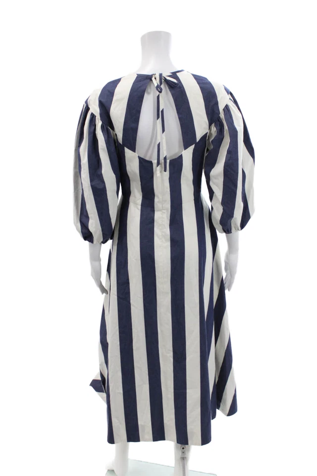 Vestido de sol Kate Spade New York para mujer a rayas mangas hinchadas azul blanco talla 6 Foto 3 de 4