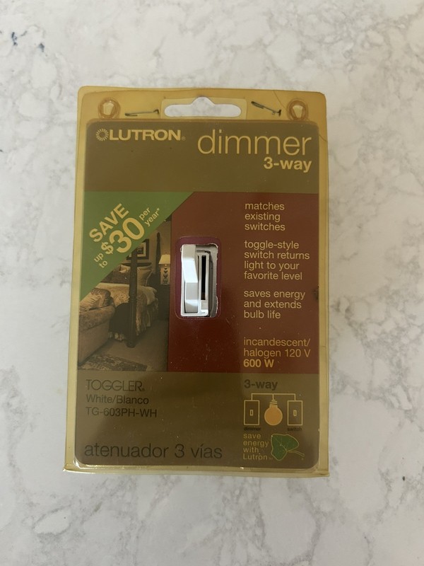 NEW Lutron Toggler 3-Way Dimmer Switch TG-603PH-WH – White – 600W – Sealed