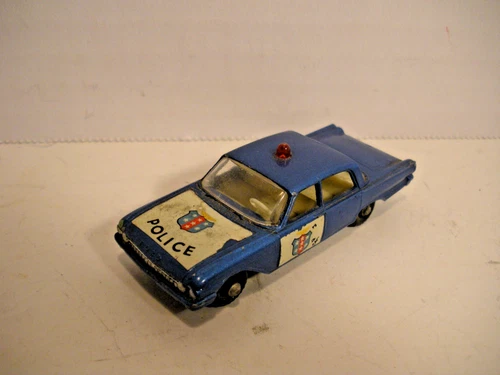 Vintage Lesney Matchbox Series No. 55 Ford Fairlane Police Car England Blue