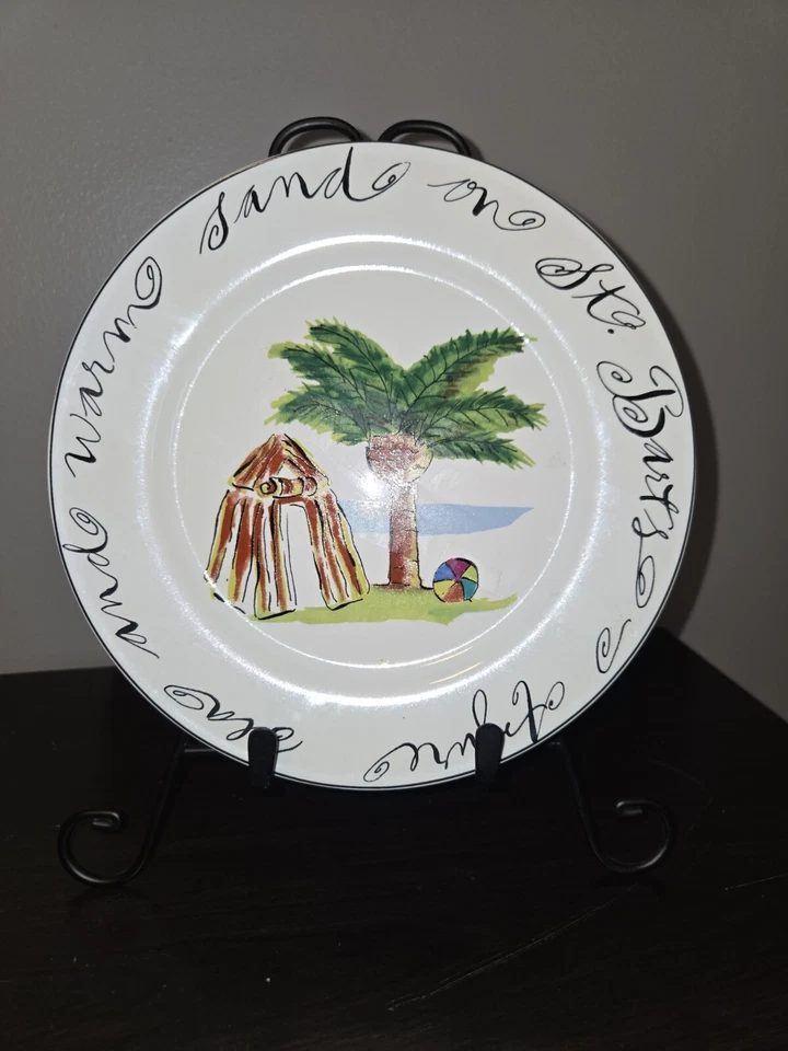 Rosanna 4 Salad Plates-TROPICAL ISLANDS St. Barts Bali Tahiti Saint Tropez  Box  Foto 3 de 4