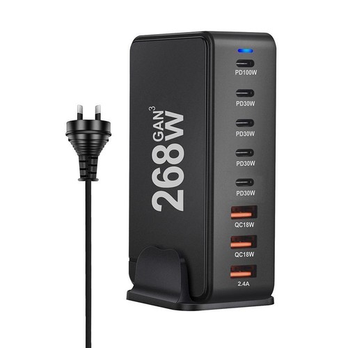 Chargeur GaN de Bureau 268W 8 Ports USB Type C PD Chargeur Charge Rapide/ - Photo 9 sur 22