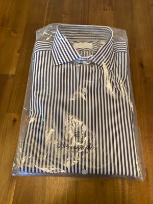 NWT Brooks Brothers Golden Fleece Dress Shirt. USA.  Milano 15-33. Purple Stripe