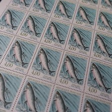 FEUILLE SHEET TIMBRE POISSON SAUMON N°2665 x30 1990 NEUF** LUXE MNH