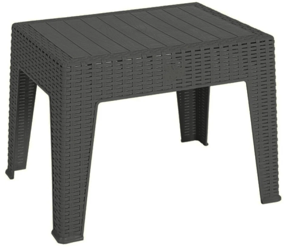 Garden Coffee Table Bistro Outdoor Plastic Side Table Grey Rattan Design Table