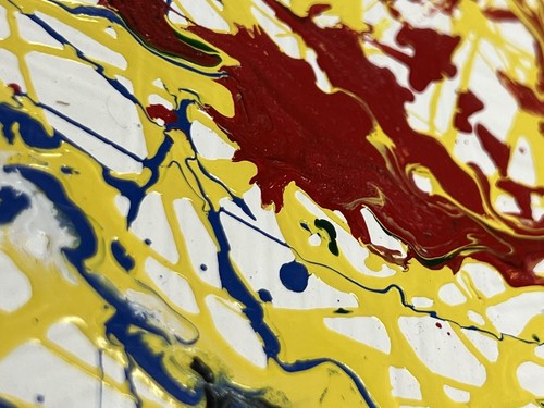 Robert Quade Splatter Painting Original Artwork Oil Fine Art 12x14” Father Sun - Picture 8 of 11
