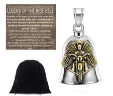 Guardian MC Angel Gold THE RIDE BELL Harley Motorcycle Biker Gift Lucky Charm