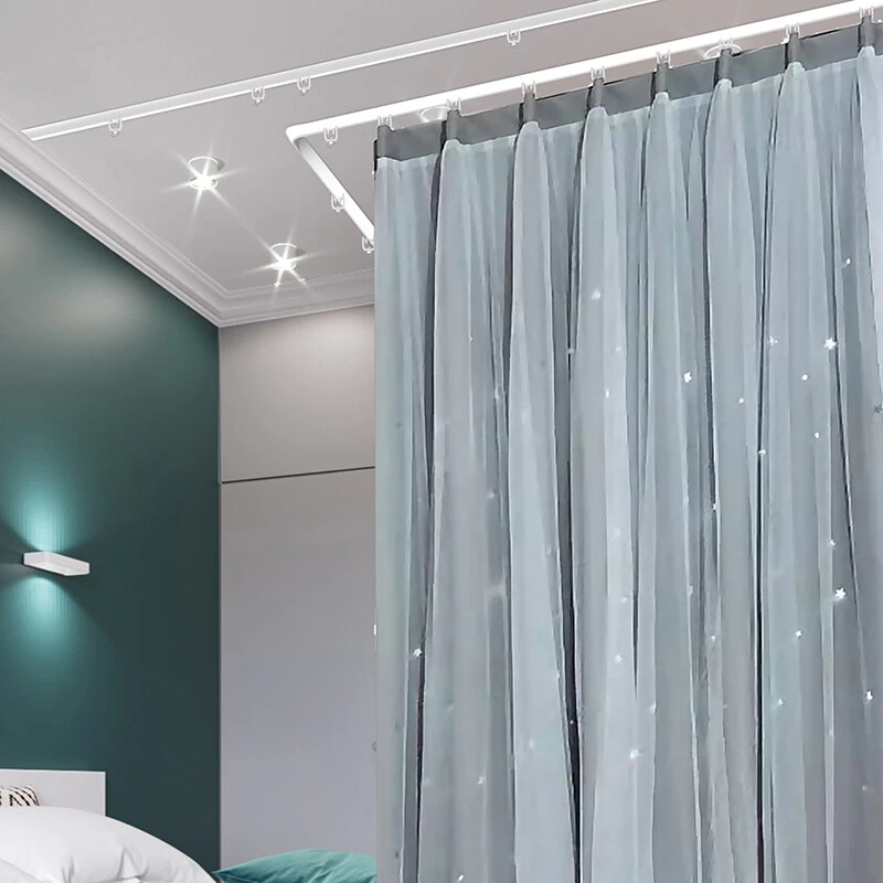 Ceiling Mount Track System, Flexible Bendable Ceiling Curtain Track, Bend  At Will Without Breaking, To Suit All Shapes Of Wall, For Bedroom Living