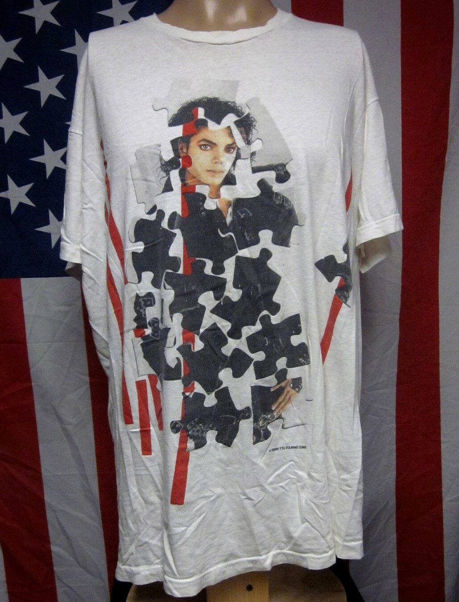 MICHAEL JACKSON vtg Bad tour T shirt XL beat-up tee King of Pop