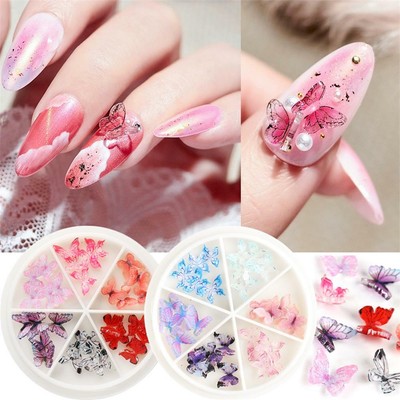 Ab Crystal Colorful Nail Rhinestones Acrylic Plastic 3d Holographic Butterflies Ebay