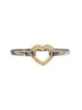 Bracelet Bangle 14K Yellow and White Gold Two Toned Heart with Diamonds