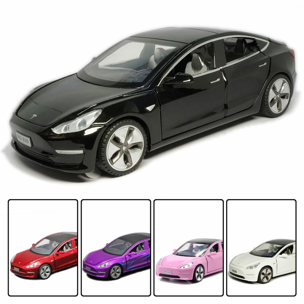 1:24 Scale Tesla Model 3 Alloy Car Model Diecast Toy Vehicles for Kids,  Tesla car Model，Pull Back Alloy Car with Lights and Music,Children's  Birthday