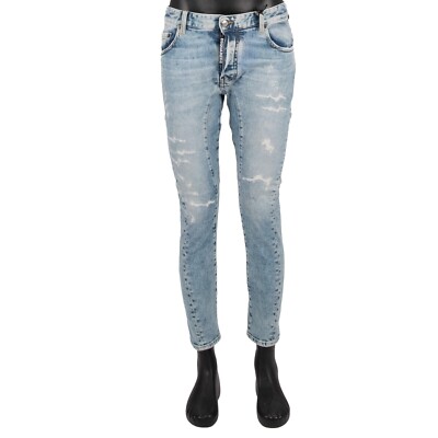 DSQUARED2 Distressed TIDY BIKER JEAN 1964 Logo Jeans Pants Skinny Blue 13654