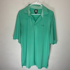 Footjoy Mens L Golf Polo Shirt Green Solid Performance Stretch Polyester Top