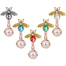 Lovely Bee Crystal Pin-on Work Brooch FOB Easy Reader Hanging Nurse Pocket Watch
