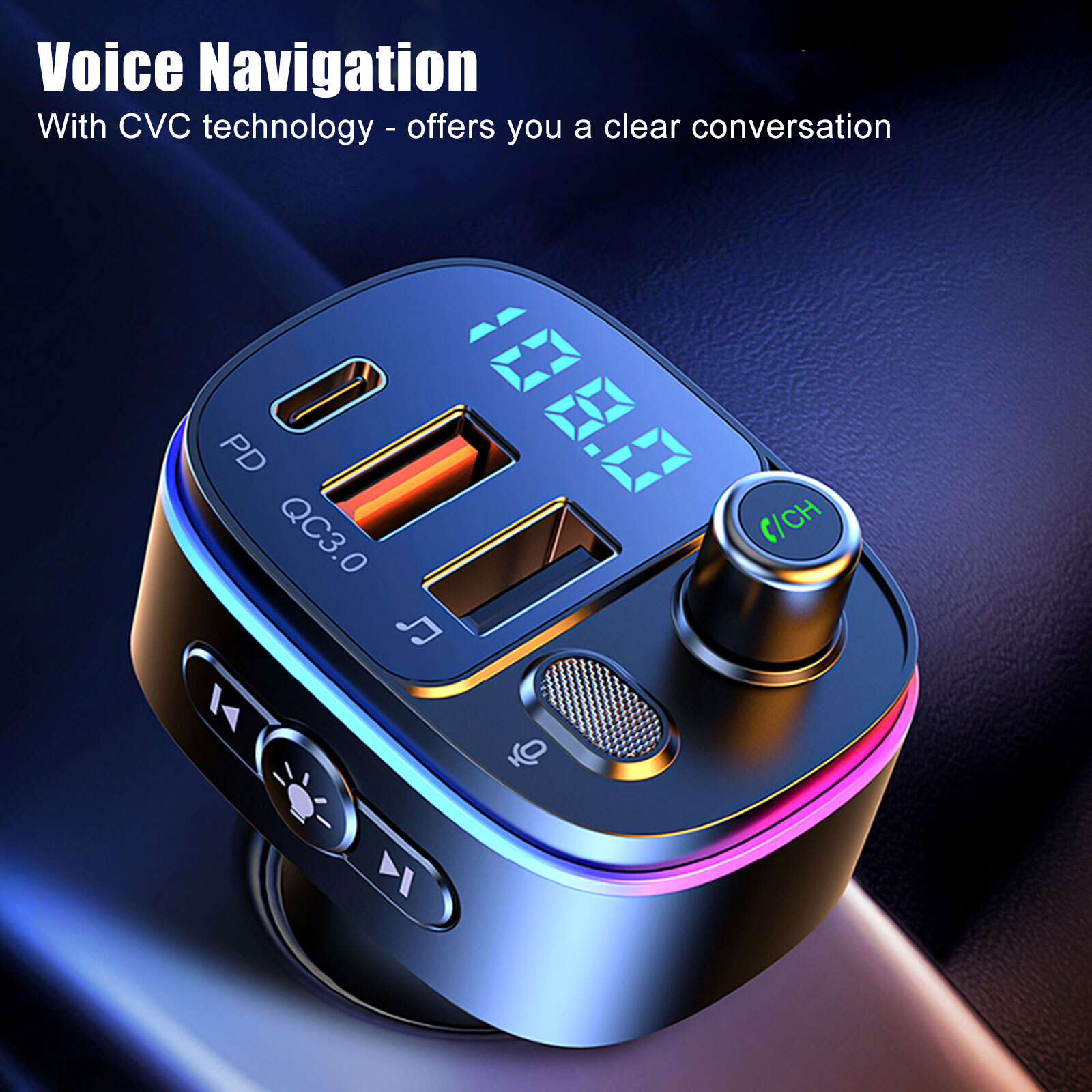 Car Bluetooth Adapter FM Transmitter Receiver Radio MP3 Wireless PD USB