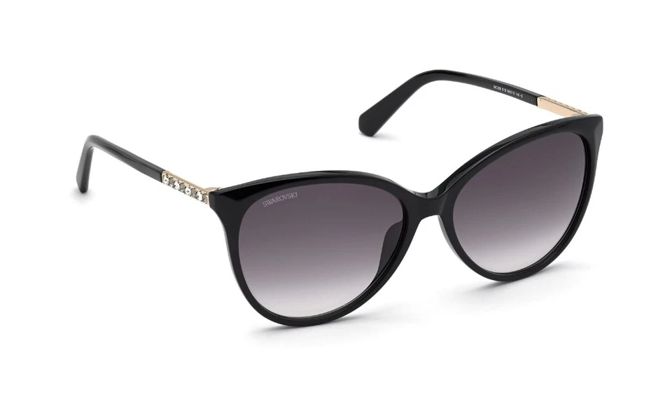 Gafas de sol Swarovski SK309 01B negras redondas ojo de gato marco de plástico 58-15-140 SK Foto 3 de 3