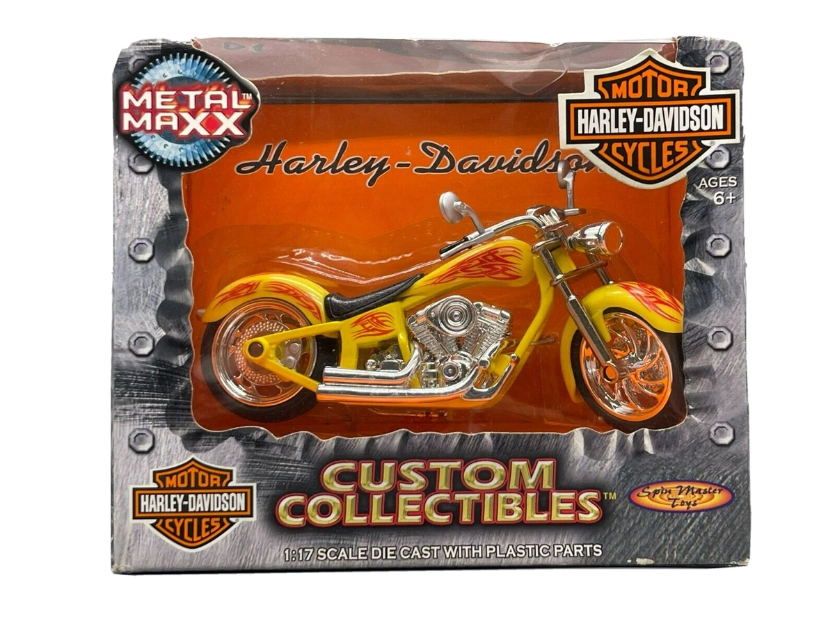 Harley-Davidson Metal Maxx Diecast Yellow Motorcycle Spin Master 1 