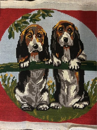 Completed tapestry needlepoint dogs 30 cm x 31 cm MP - Picture 2 of 3