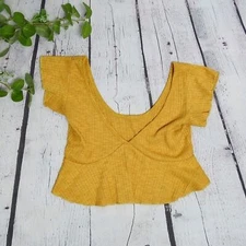 Yellow Women's Crop Top Size Medium