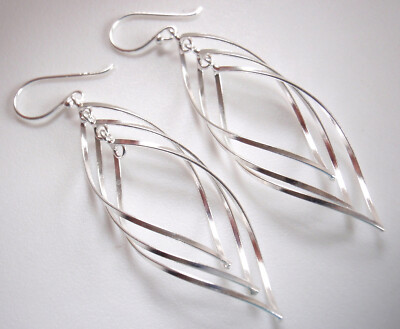 Triple Dangle Curved Creolen 925 Sterling Silber Ohrringe