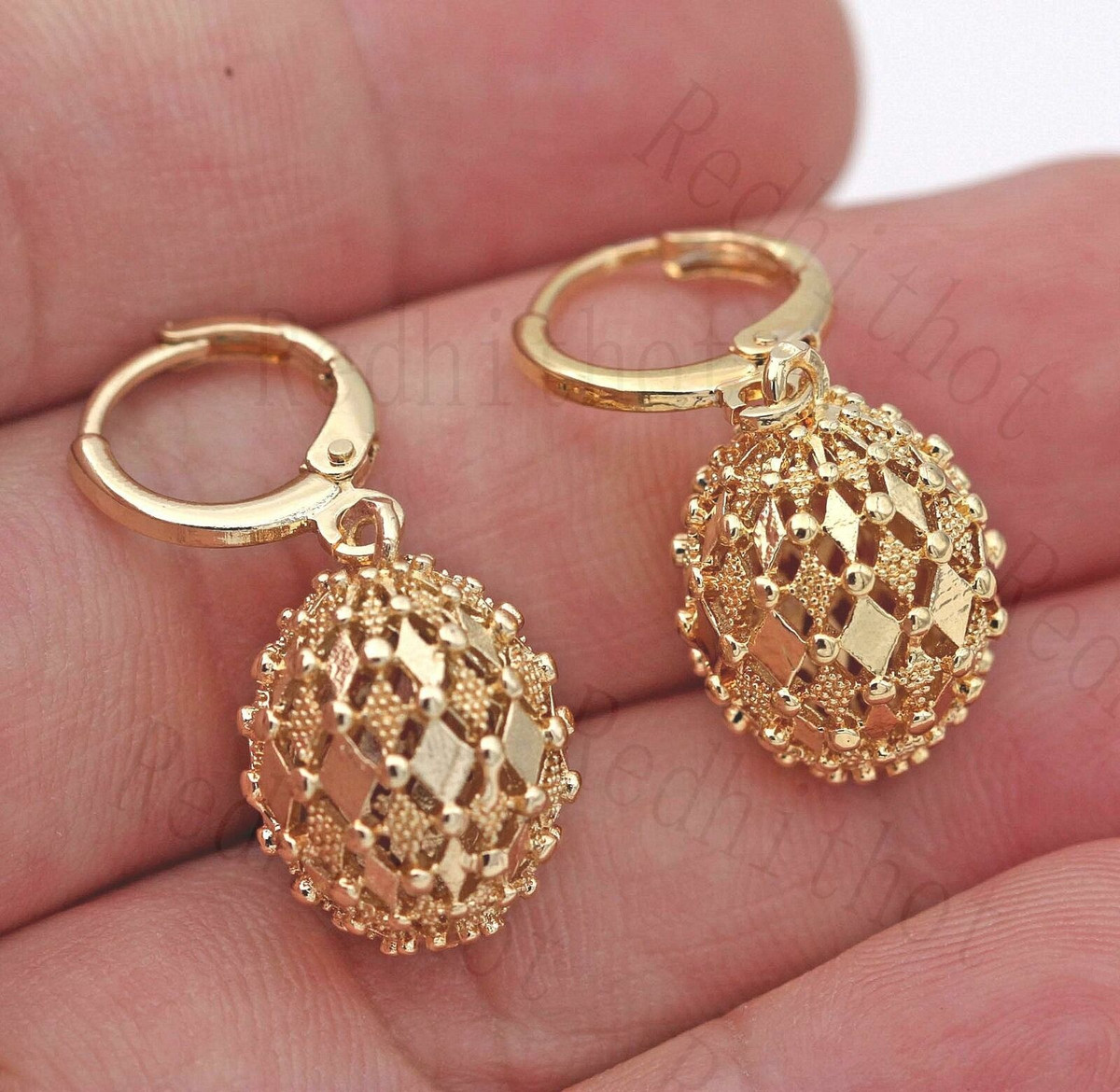 Fashion 18k Yellow Gold Plated Hollow Drop Earrings Women Wedding Jewelry A  Pair | eBay