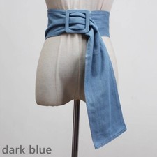 Women Denim Belt Waist Strap Wide Girdle Buckle Waistband Dress Shirt Decor Chic