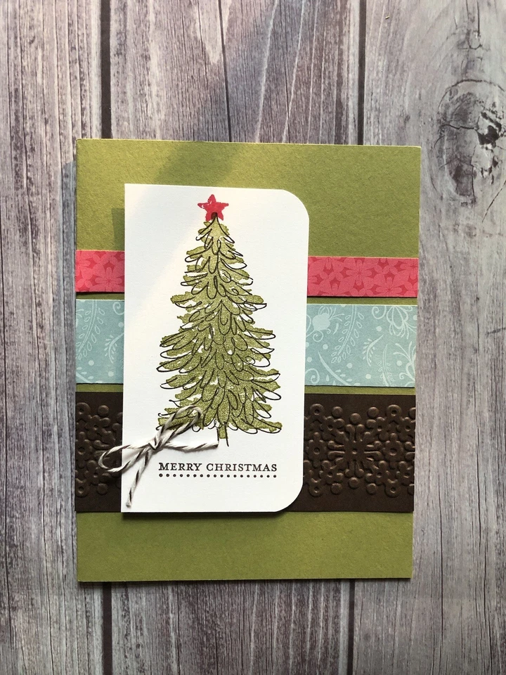 Kit para hacer tarjetas de Feliz Navidad Stampin Up árbol de Navidad kit de tarjetas hechas a mano Foto 3 de 4