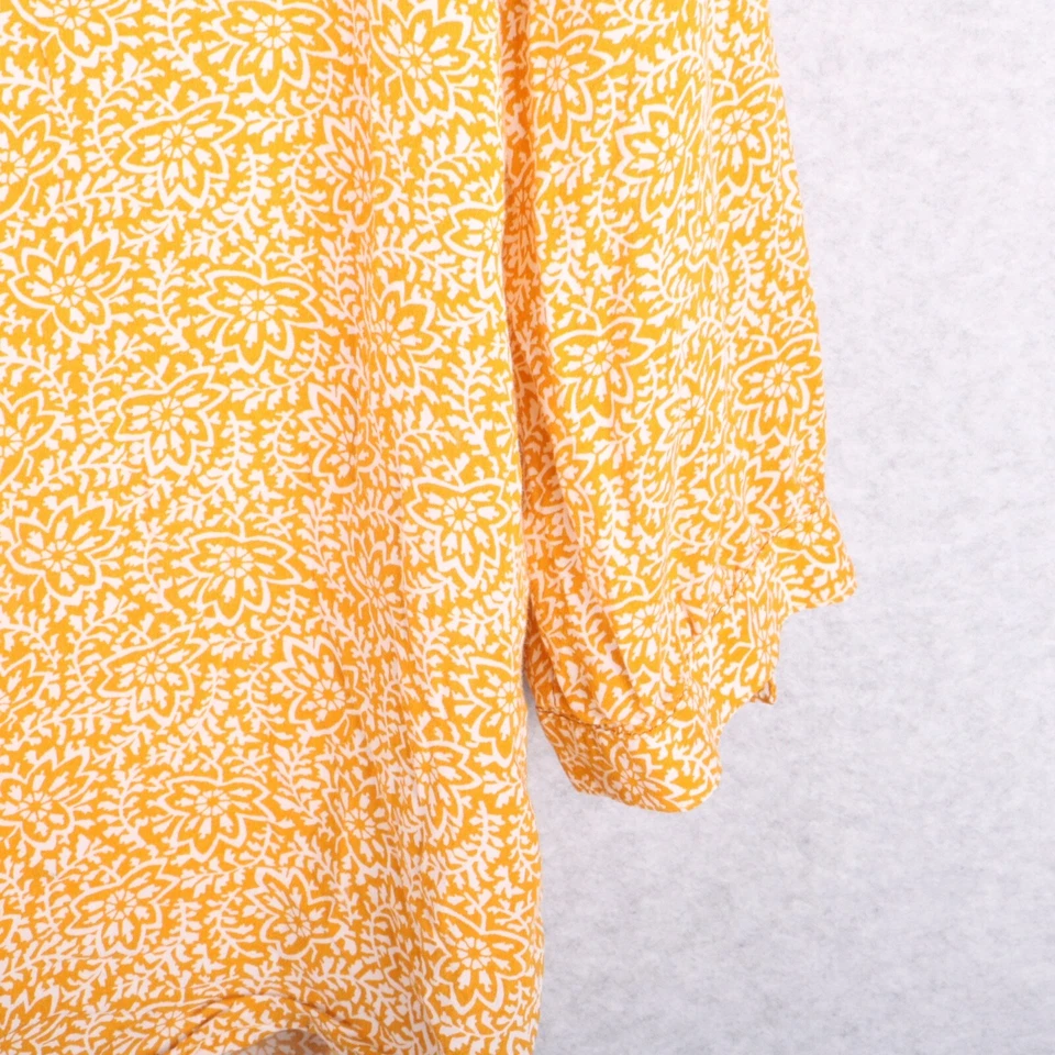Blusa feminina Gap amarela paisley floral manga longa casual camisa social GG - Imagem 4 de 4