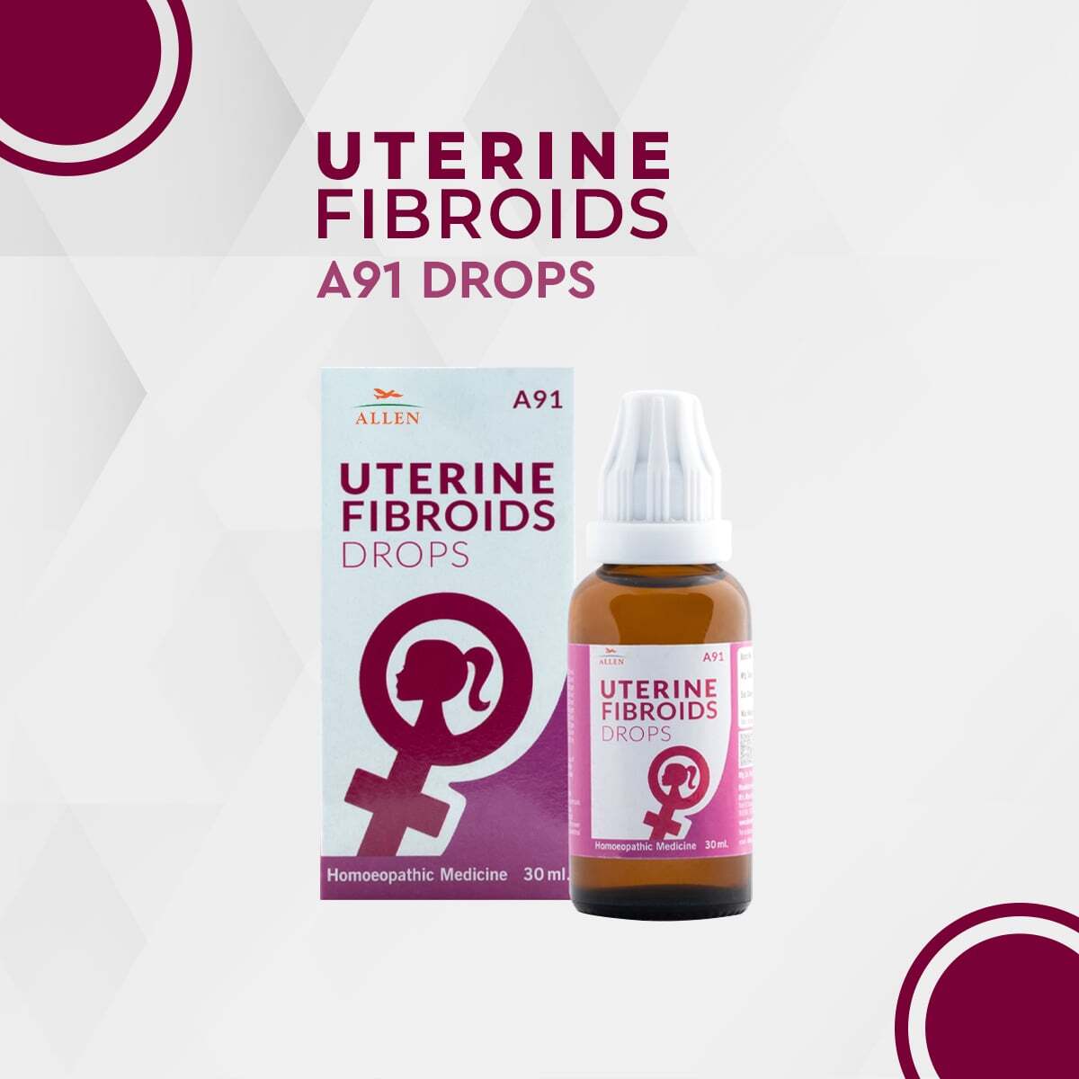 Allen A91 uterine Fibroids Drops (30ml) For uterine swelling, gland