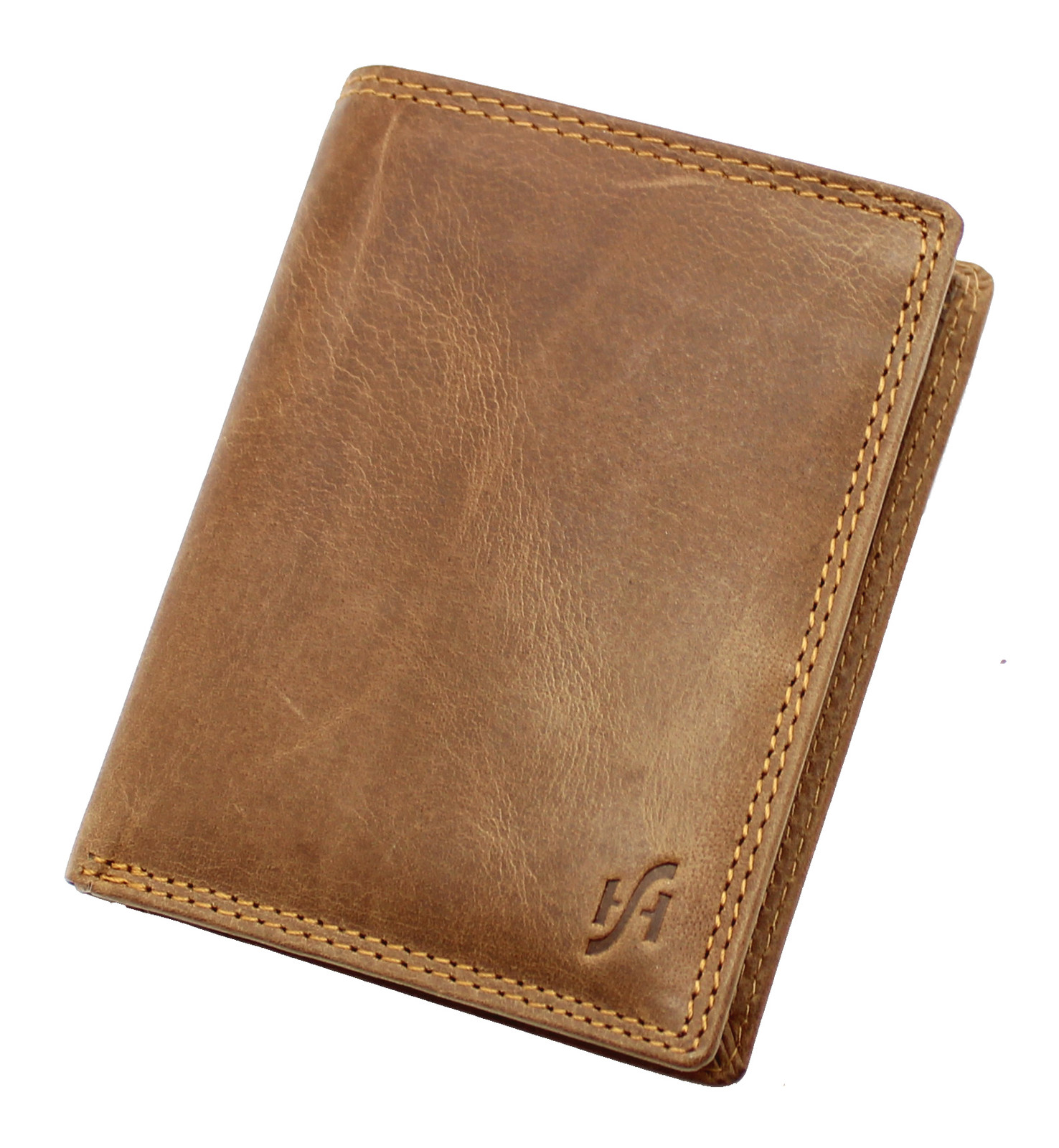 Mens RFID Distressed Hunter Leather Wallet With Removable ID
