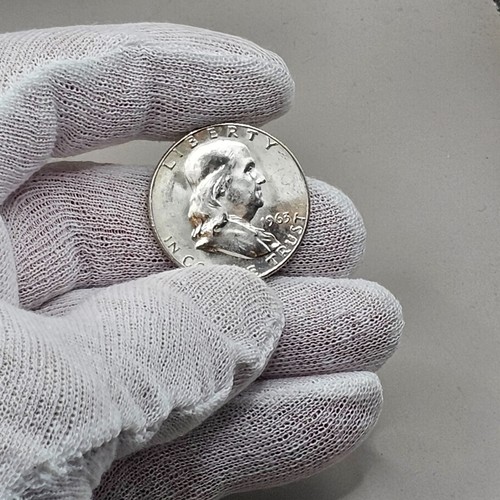 Brilliant Uncirculated Franklin Silver Half Dollar American Coin Currency 1963 D - Picture 6 of 11