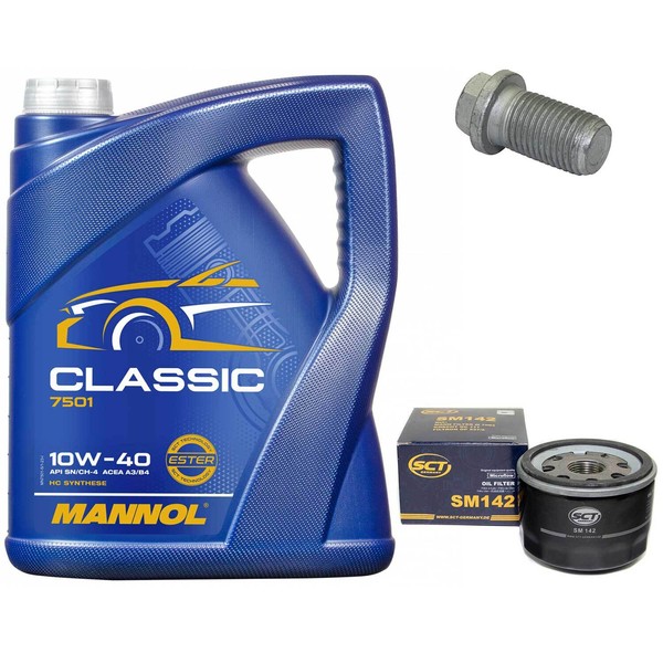 MotoröL Set 10W-40 5 Liter + ÖLfilter + ÖLablassschraube FüR Opel Movano 1.9 Dti-image