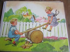 Vtg P.  M. Co. SEE SAW MARGERY DAW Print Nursery Rhymes Wall Art Nursery Decor