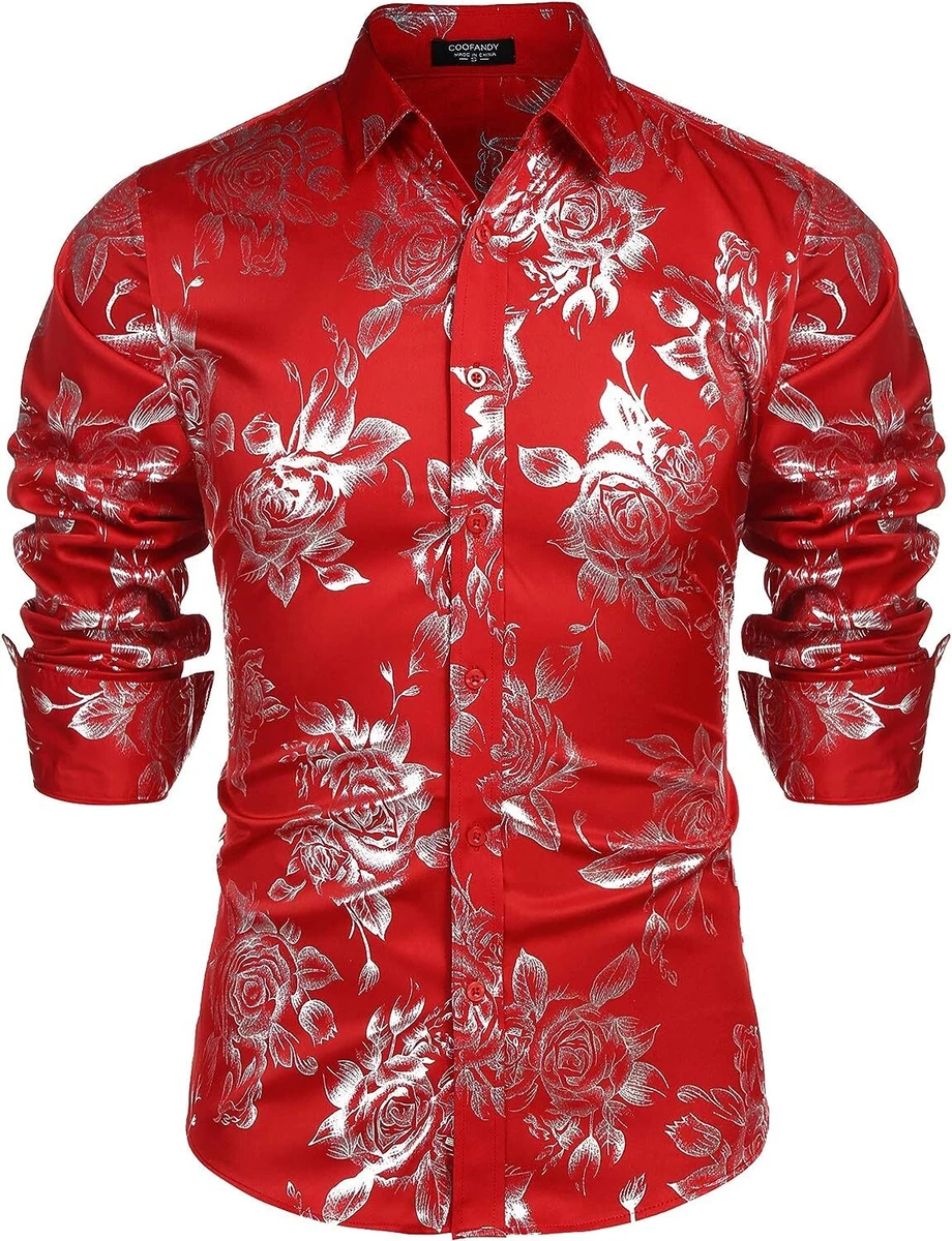 rose print button down