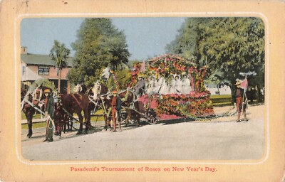 Float in Pasadena's Tournament of Roses Parade, California CA - c1910 VTG PC
