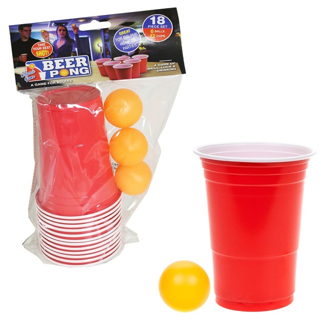 17pc Beer Pong Set Drinking Game Alcohol American Red Cup Beerpong Frat
