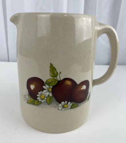 Yesteryears Marshall Texas Hand Turned Pottery Apple Daisy 6" Pitcher Vintage