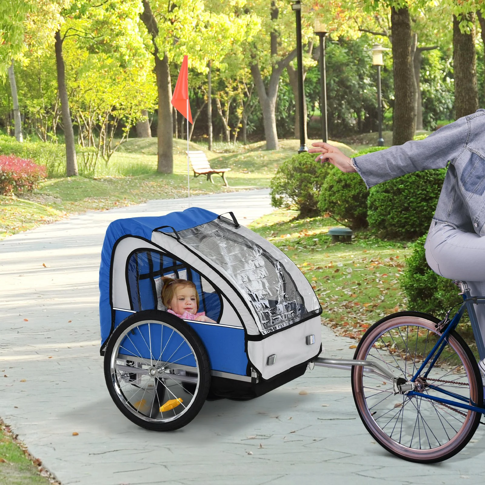 Double Kids Bike Trailer Twins Bicycle 